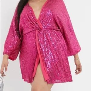 Sequin knot front mini dress